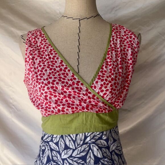 Boden - 100% Cotton Faux Wrap Side Zip Floral Sleeveless Top Sz 12 - Picture 2 of 7